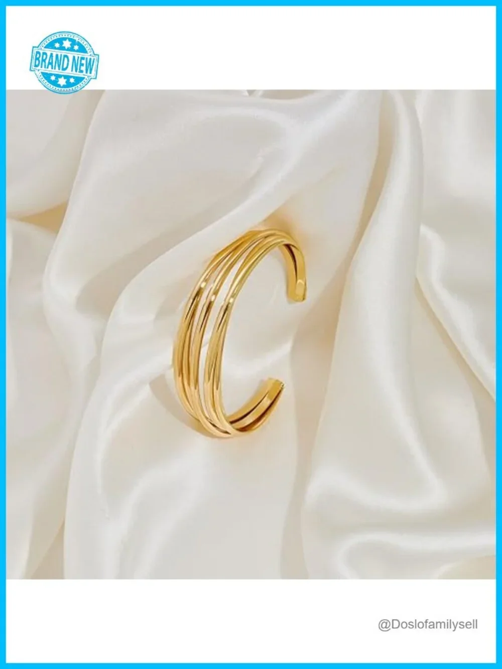 Gold Plated Chunky Multi-layer Cross Wire Open Cuff Bracelet - 18K Gold Finish